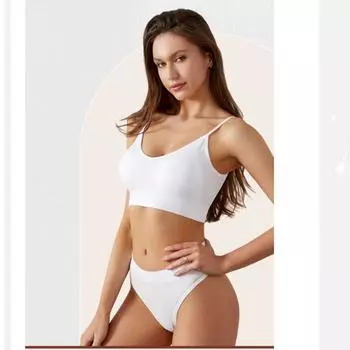 Женское нижнее белье на груди, тонкий, без стального обода, большой спортивный топ на бретельках, комплект бюстгальтера с французскими треугольными чашками M белый
