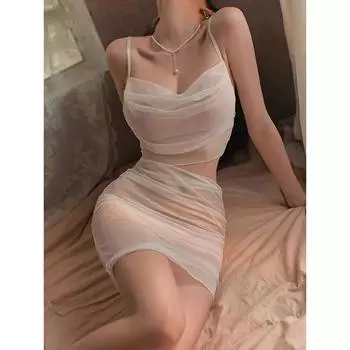 Женское нижнее белье, пижамный комплект, сексуальные ремни, хип-юбка, пижама, чистая похоть, соблазнительная униформа One size