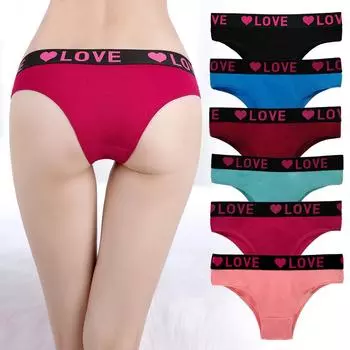 Женское нижнее белье, полные стринги, облегающие бедра, модные спортивные хлопковые трусы с низкой талией, женские трусики, 6 шт. M
