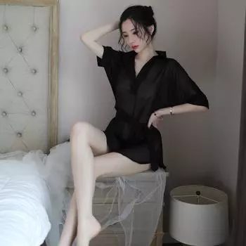 Женское нижнее белье Прозрачный секретарь Косплей Костюмы Пижамы Сексуальный Пояс Наряд Эротическая Ночная Рубашка One Size