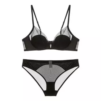 Женское нижнее белье с чашкой BCD, тонкое сетчатое нижнее белье с глубоким V-образным вырезом, мягкое стальное кольцо, сексуальный комплект с бюстгальтером 70A белый