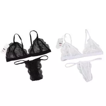 Женское нижнее белье с цветочным принтом, ночное белье, пижамы, стринги, прозрачное нижнее белье, кружевные бюстгальтеры L