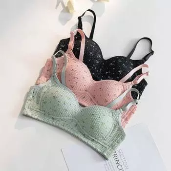 Женское нижнее белье с мягкой подкладкой, хлопковый спортивный бюстгальтер, модный кружевной тренировочный бюстгальтер с эффектом пуш-ап 70AB белый