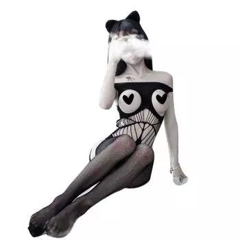 Женское нижнее белье с открытыми плечами, боди с открытой чашкой, ажурные чулки без крючка