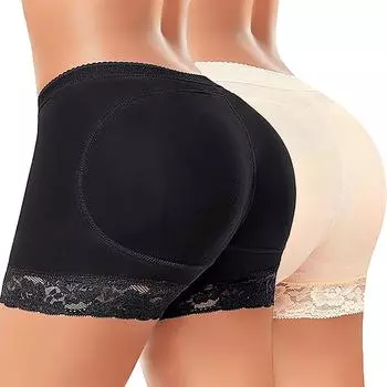Женское нижнее белье с подкладками, трусики-лифтеры, бесшовное корректирующее белье, корректирующие подушечки для бедер, шорты-усилители S чёрный