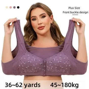 Женское нижнее белье с пряжкой спереди без стального кольца, бюстгальтер с принтом, большие размеры 40/90 фиолетовый