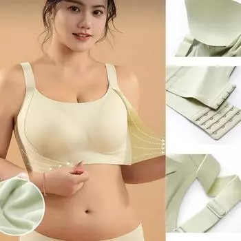 Женское нижнее белье с пряжкой спереди, непровисающее и закрывающее под грудью бюстгальтер, спортивный противоударный и бесшовный жилет типа 75B шампанского