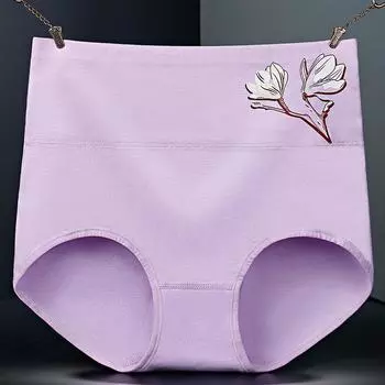 Женское нижнее белье с высокой талией из хлопка с принтом, дышащие и минималистичные удобные трусы для женщин в послеродовом периоде L озеро синий