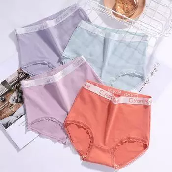 Женское нижнее белье с высокой талией, хлопковые дышащие трусики, женские трусы
