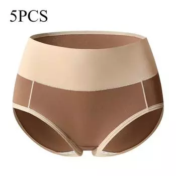 Женское нижнее белье с высокой талией, утягивающее бедра, большие размеры, из чистого хлопка, утягивающее живот, бесшовные треугольные трусики M темный кофе