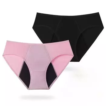 Женское нижнее белье с защитой от протеканий, менструальное нижнее белье, треугольные трусики до и после, физиологические трусики S чёрный