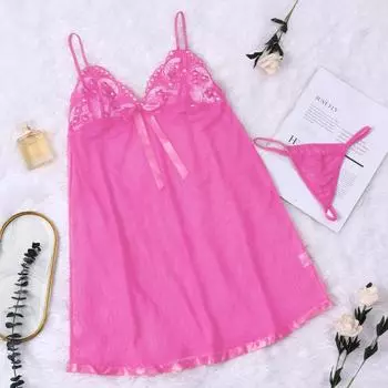 Женское нижнее белье с застежкой спереди Babydoll, кружевное нижнее белье с V-образным вырезом и сеткой L