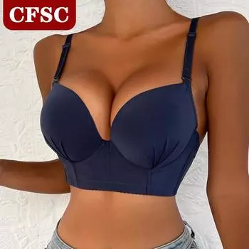 Женское нижнее белье, сексуальное и кокетливое сборное антилегкое нижнее белье, бюстгальтер для девочек-подростков, трехрядная пряжка под спиной S