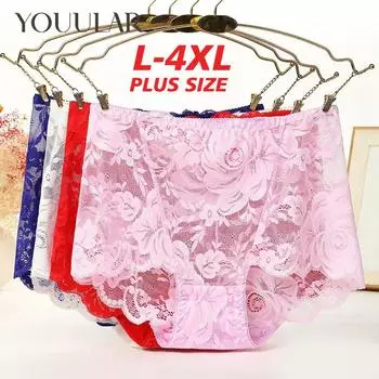 Женское нижнее белье, сексуальное кружевное, без следов, с высокой талией, женское нижнее белье с треугольными чашечками, удобные трусики до щиколотки из хлопка, большие размеры L чёрный