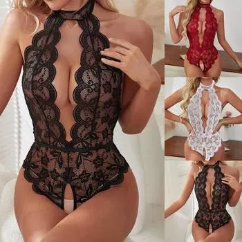 Женское нижнее белье, сексуальное нижнее белье, открытый бюстгальтер, кружевное интимное женское нижнее белье Babydoll, эротическое боди, одежда для сна, нижнее белье S белый