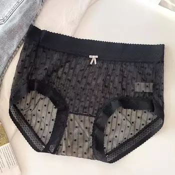 Женское нижнее белье, сексуальное супермягкое сетчатое кружевное бесследное треугольное нижнее белье, антибактериальные шорты one size чёрный