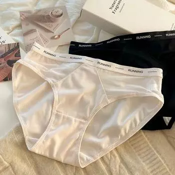 Женское нижнее белье, сексуальные антибактериальные трусики со средней талией, спортивные трусы для фитнеса с перекрестными буквами L серый