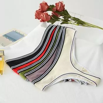 Женское нижнее белье, сексуальные стринги, полосатый пояс, чистый хлопок, промежность, футболки, женские очаровательные трусики с низкой талией S красный