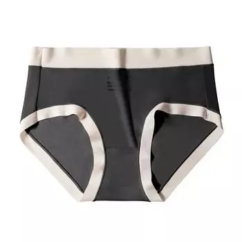 Женское нижнее белье Шелковистые гладкие ультратонкие невидимые дышащие трусы Быстросохнущие трусы Антибактериальные трусики со средней талией, не оставляющие следов из ледяного шелка M чёрный