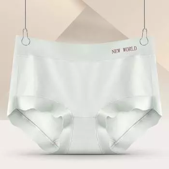Женское нижнее белье, шелковое антибактериальное нижнее белье со средней талией, тонкие девушки из ледяного шелка, сексуальные дышащие треугольные брюки, без следов one size чёрный