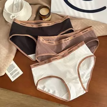 Женское нижнее белье со средней посадкой, трусики Alphabet Mirade Color, мягкие дышащие трусики из хлопка, трусики-шорты XL чёрный