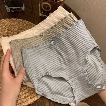 Женское нижнее белье со средней талией, с удобными дышащими ягодицами, обернутыми в чистый хлопок, антибактериальная промежность, без следов, тонкие треугольные трусики большого размера M белый