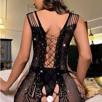Женское нижнее белье со стразами, облегающее платье в сеточку, женская эротическая сетчатая прозрачная короткая юбка, прозрачные пижамы, костюмы XXS
