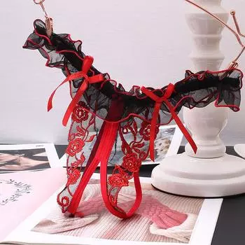 Женское нижнее белье, стринги с вышивкой, женские сексуальные стринги с открытой промежностью, трусики с низкой талией N23 one size