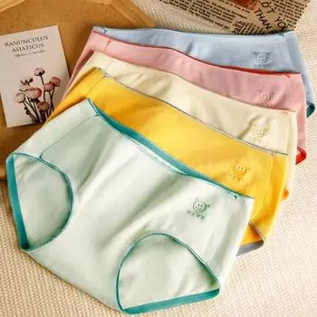 Женское нижнее белье Трусики для девочек Дышащие трусы Трусы Однотонное нижнее белье M жёлтый