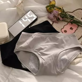 Женское нижнее белье, трусики, дышащие непротекающие трусы со средней талией L чёрный