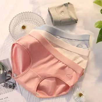 Женское нижнее белье Трусики из чистого хлопка с рисунком средней посадки M-XL Радужное нижнее белье цвета радуги M абрикосовый