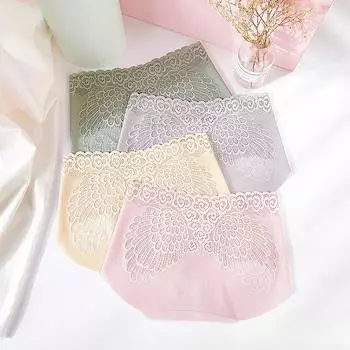 Женское нижнее белье, трусики из ледяного шелка, бесшовные кружевные невидимые дышащие трусы со средней талией для девочек