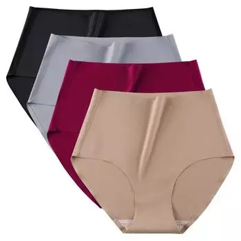 Женское нижнее белье, трусы с подтяжкой живота, антибактериальные трусы с высокой талией, бесшовные трусы из ледяного шелка, с подтяжкой бедер, антибактериальные трусики L