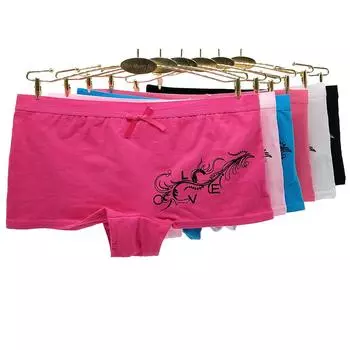 Женское нижнее белье, женские хлопковые боксеры, шорты, джинсовые трусики с принтом для девочек, шорты для мальчиков, трусики, 6 шт. M