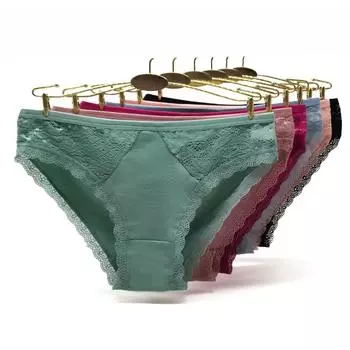 Женское нижнее белье, женские трусики, сексуальные кружевные хлопковые трусы, трусики, женское нижнее белье, 6 шт./лот M