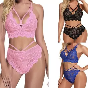 Женское ночное белье на тонких бретельках, прозрачные сексуальные ночные рубашки, кружевные пижамы, сексуальный комплект нижнего белья L