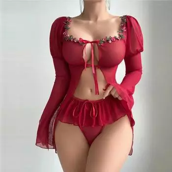 Женское ночное белье на тонких бретельках, прозрачные сексуальные ночные рубашки, кружевные пижамы, сексуальный комплект нижнего белья L