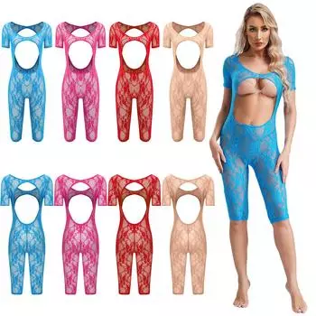 Женское ночное белье с цветочным кружевом, шорты с вырезом, нижнее белье, нижнее белье, комбинезон для вечеринок, клубная одежда, накидка S