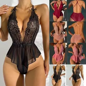 Женское ночное белье, сексуальное кружевное боди, нижнее белье, женское боди Babydoll, нижнее белье PJS S чёрный