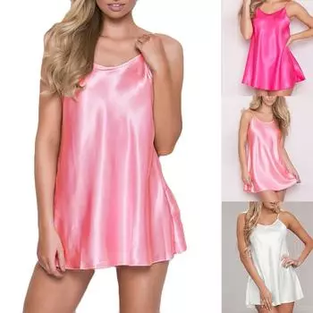 Женское ночное платье больших размеров, нижнее белье Babydoll, ночная рубашка, нижнее белье для сна L горячий розовый