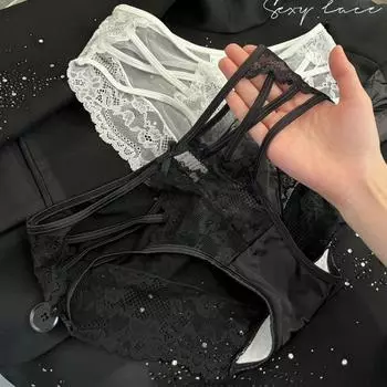 Женское новое нижнее белье с ажурным крестообразным ремнем из чистого кружева и марли M