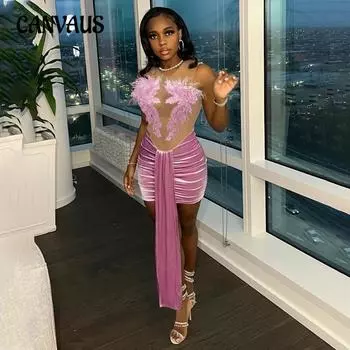 Женское новое сексуальное платье-бюстье, прозрачное, с короткими платьями на бедрах S синий