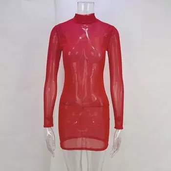 Женское Новое Сексуальное, Прозрачное Высокоэластичное Шелковистое Платье с Длинным Рукавом Защита от Солнца Накидка для Купальника S