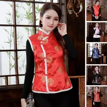 Женское новогоднее пальто в китайском стиле, морозостойкий защитный кардиган для шеи, женский новогодний жилет, женская одежда 2XL