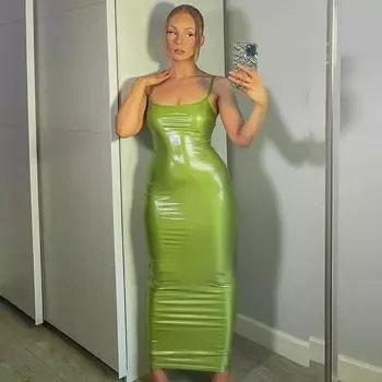 Женское облегающее платье-футляр с французскими подтяжками, лето 2024 г. S зелёный