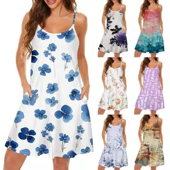 Женское облегающее платье, модное платье с круглым вырезом и карманом на бретельках L синий