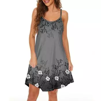 Женское облегающее платье, модное платье с принтом и круглым вырезом, карманом на бретельках S хаки