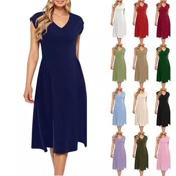 Женское облегающее платье с рукавами-крылышками, однотонным V-образным вырезом, без рукавов, в стиле пэчворк, плиссированное S белый