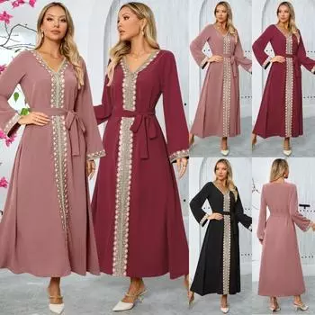 Женское облегающее платье с V-образным вырезом и контрастным кружевом в стиле темперамент S чёрный