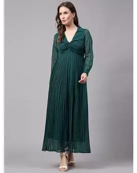 Женское облегающее платье темно-зеленого цвета с расклешенным кроем S зелёный